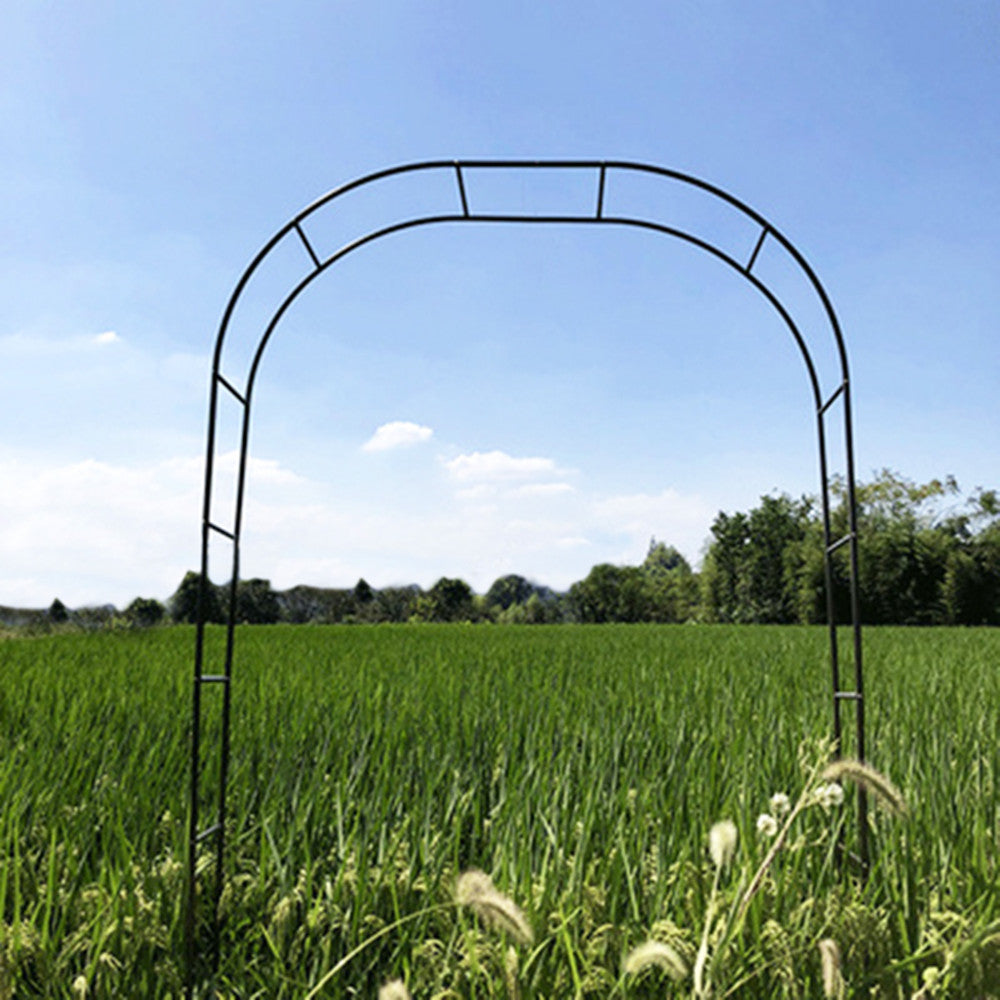 Natura AM Metal Garden Arch Trellis — 7'8" H x 4'5" W, Powder-Coated Metal, Dark Green