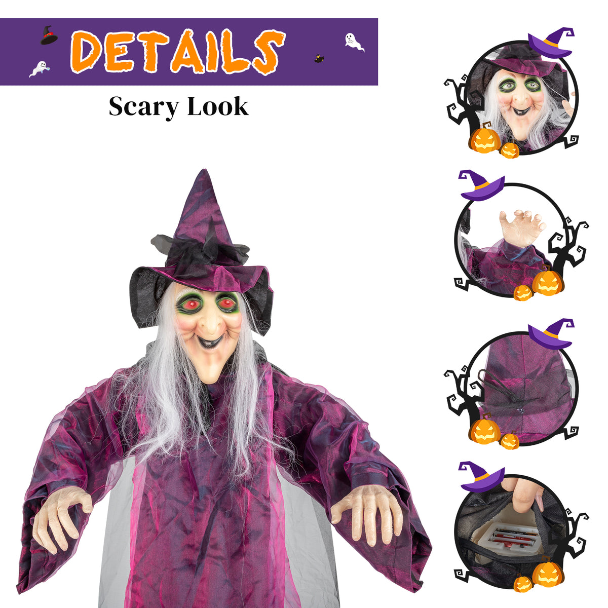 Natura AM 71in Life-Size Talking Hanging Witch | Halloween Decoration