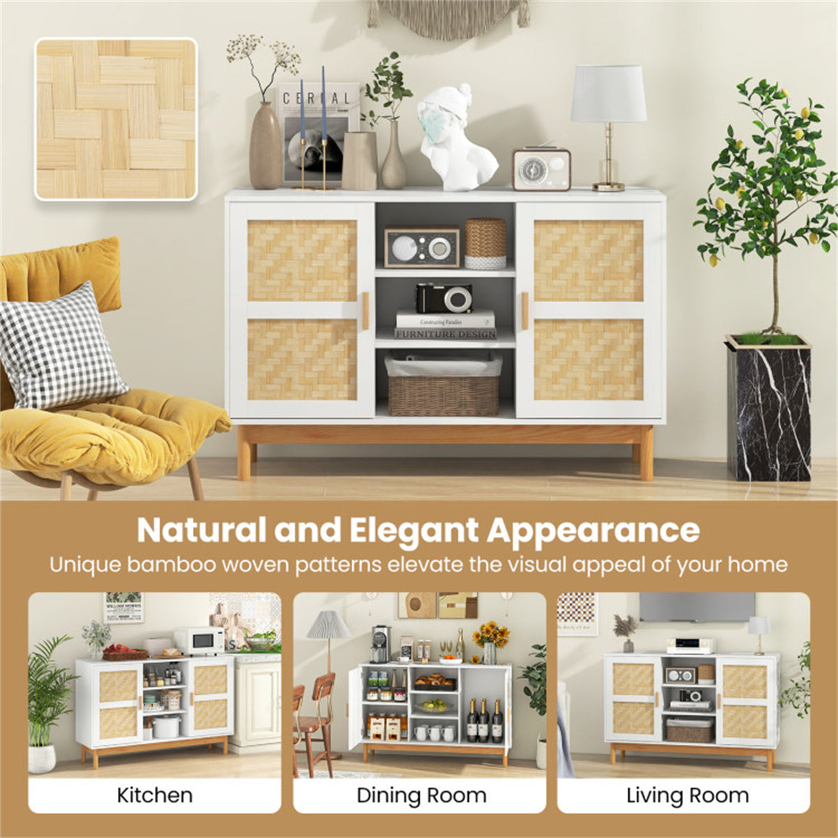 Natura AM Bamboo Woven Buffet Cabinet