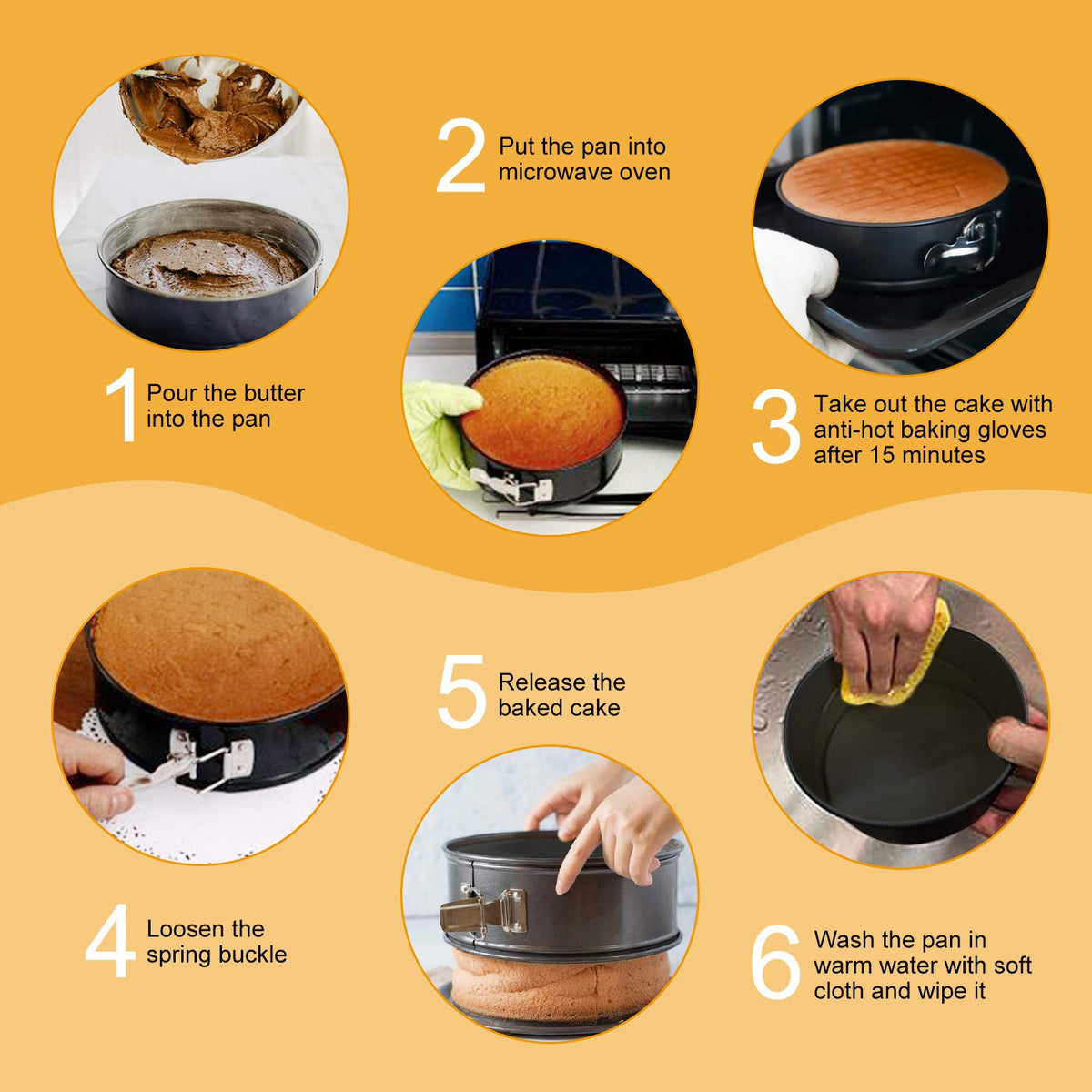 Natura AM Springform Cake Pan Set of 3 — Heart, Round & Square Nonstick Baking Pans