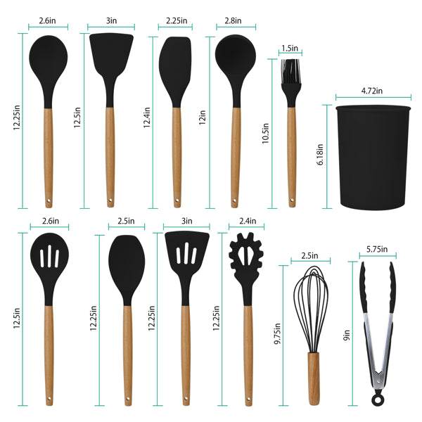 Natura AM 11-Piece Silicone Cooking Utensil Set with Holder