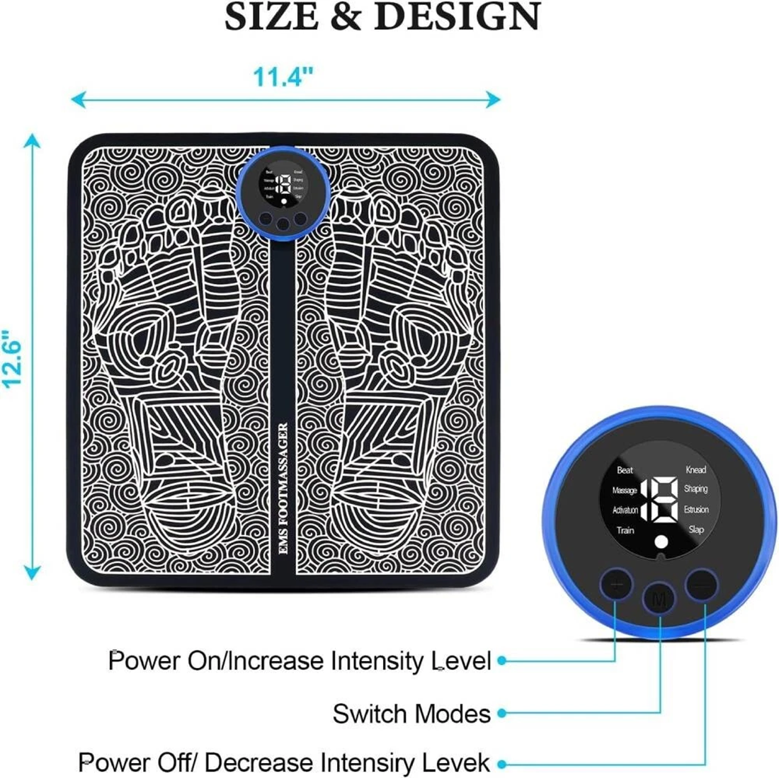 Natura AM ReviveMat™ Ergonomic EMS Foot Massager Pad , Natural Reflexology Relief & Morning Circulation Booster for Home & Office