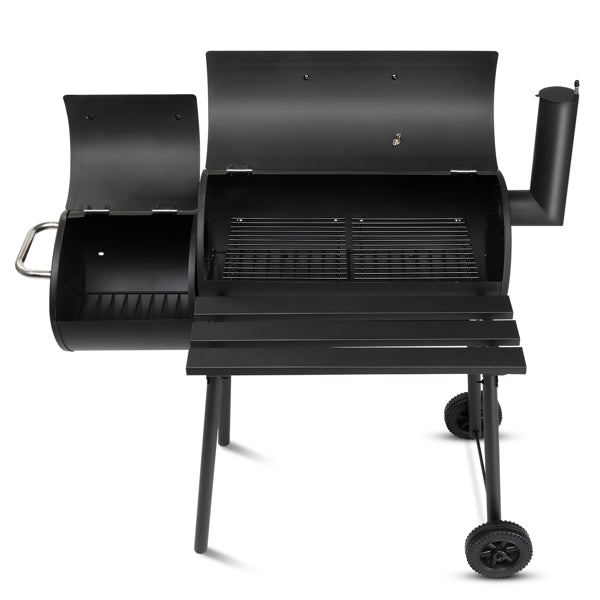 Natura AM Barrel Charcoal Grill with Offset Smoker & Side Table