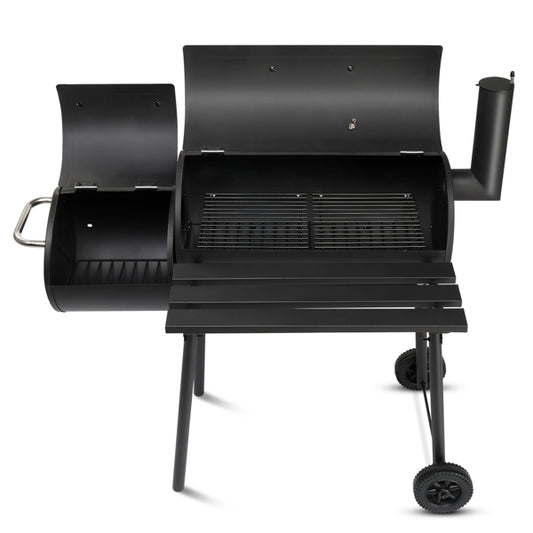 Natura AM Barrel Charcoal Grill with Offset Smoker & Side Table
