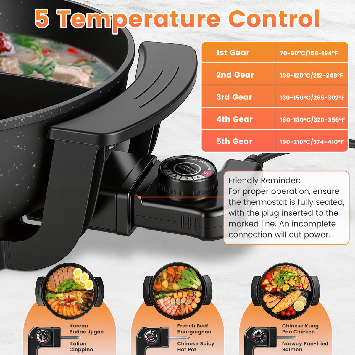 Natura AM 6L Electric Hot Pot with Divider & 5-Level Temp Control
