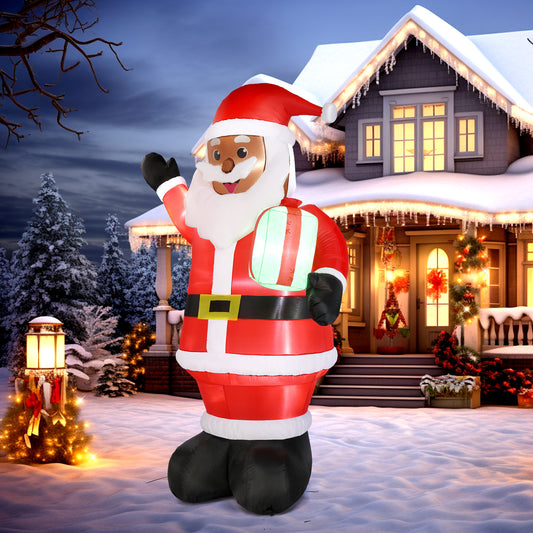 Natura AM 7FT Christmas Inflatable Santa Holding Gift | Built-in LED Lights