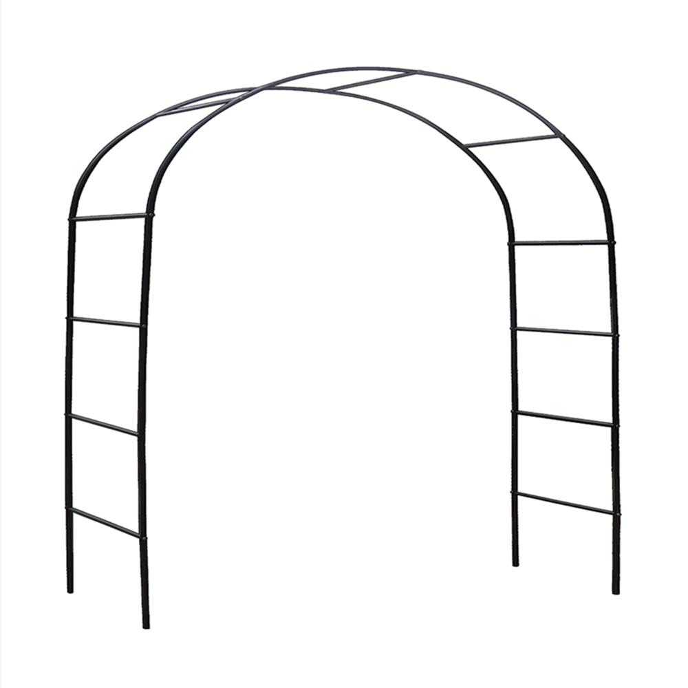 Natura AM Metal Garden Arch Trellis — 7'8" H x 4'5" W, Powder-Coated Metal, Dark Green