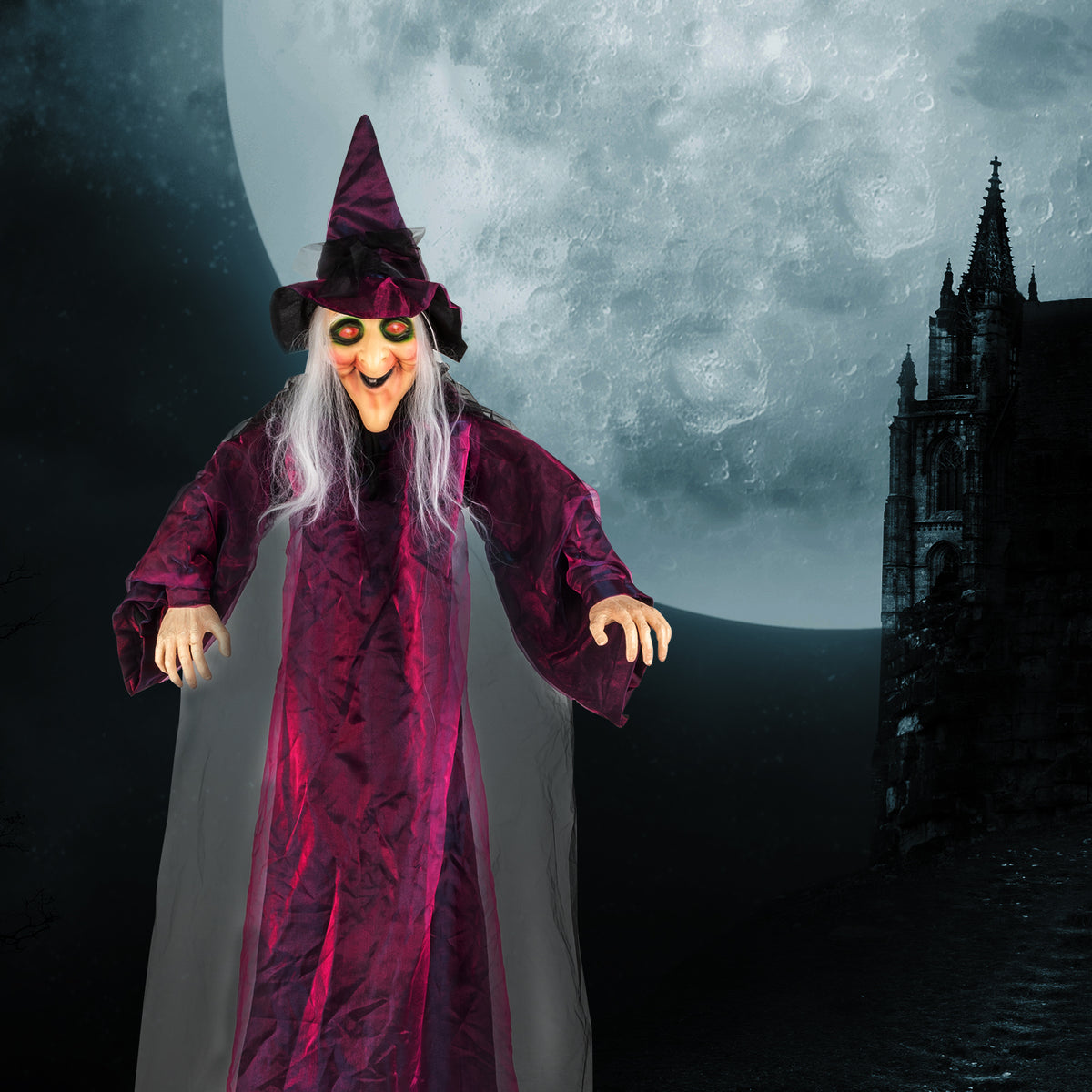 Natura AM 71in Life-Size Talking Hanging Witch | Halloween Decoration