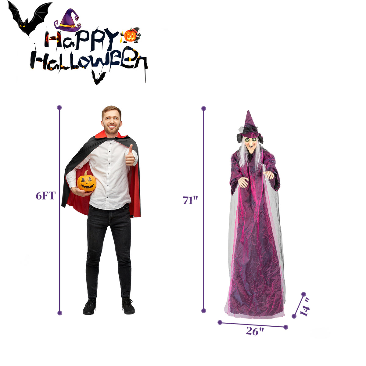 Natura AM 71in Life-Size Talking Hanging Witch | Halloween Decoration