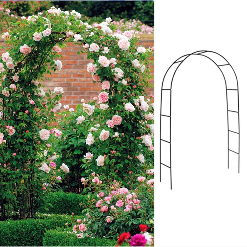 Natura AM Metal Garden Arch Trellis — 7'8" H x 4'5" W, Powder-Coated Metal, Dark Green