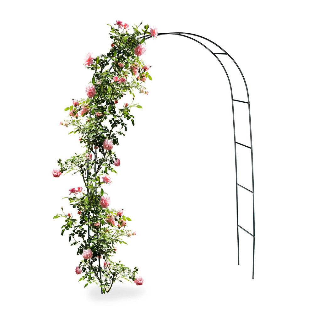 Natura AM Metal Garden Arch Trellis — 7'8" H x 4'5" W, Powder-Coated Metal, Dark Green