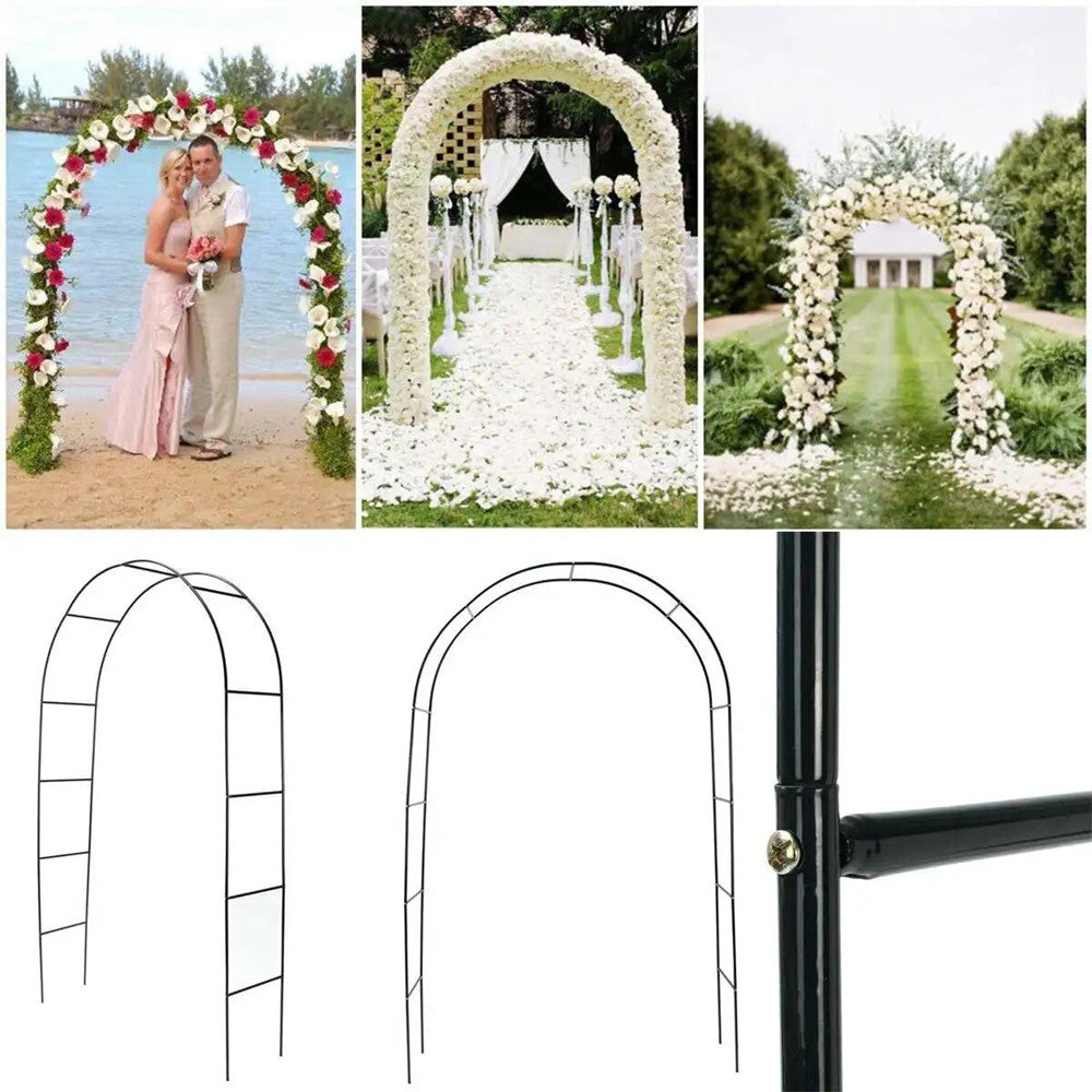 Natura AM Metal Garden Arch Trellis — 7'8" H x 4'5" W, Powder-Coated Metal, Dark Green