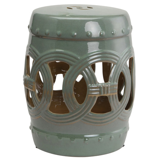 Natura AM Green Glazed Ceramic Garden Stool