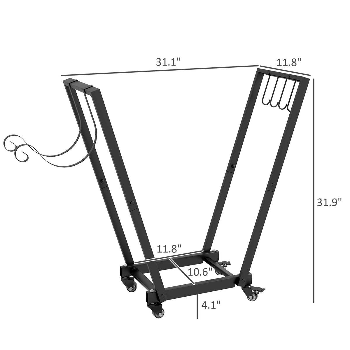 Natura AM Firewood Log Rack with Casters & Tool Hooks