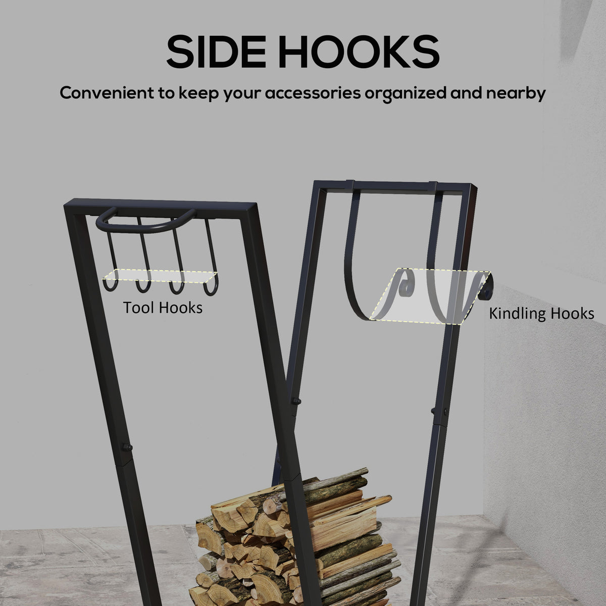 Natura AM Firewood Log Rack with Casters & Tool Hooks
