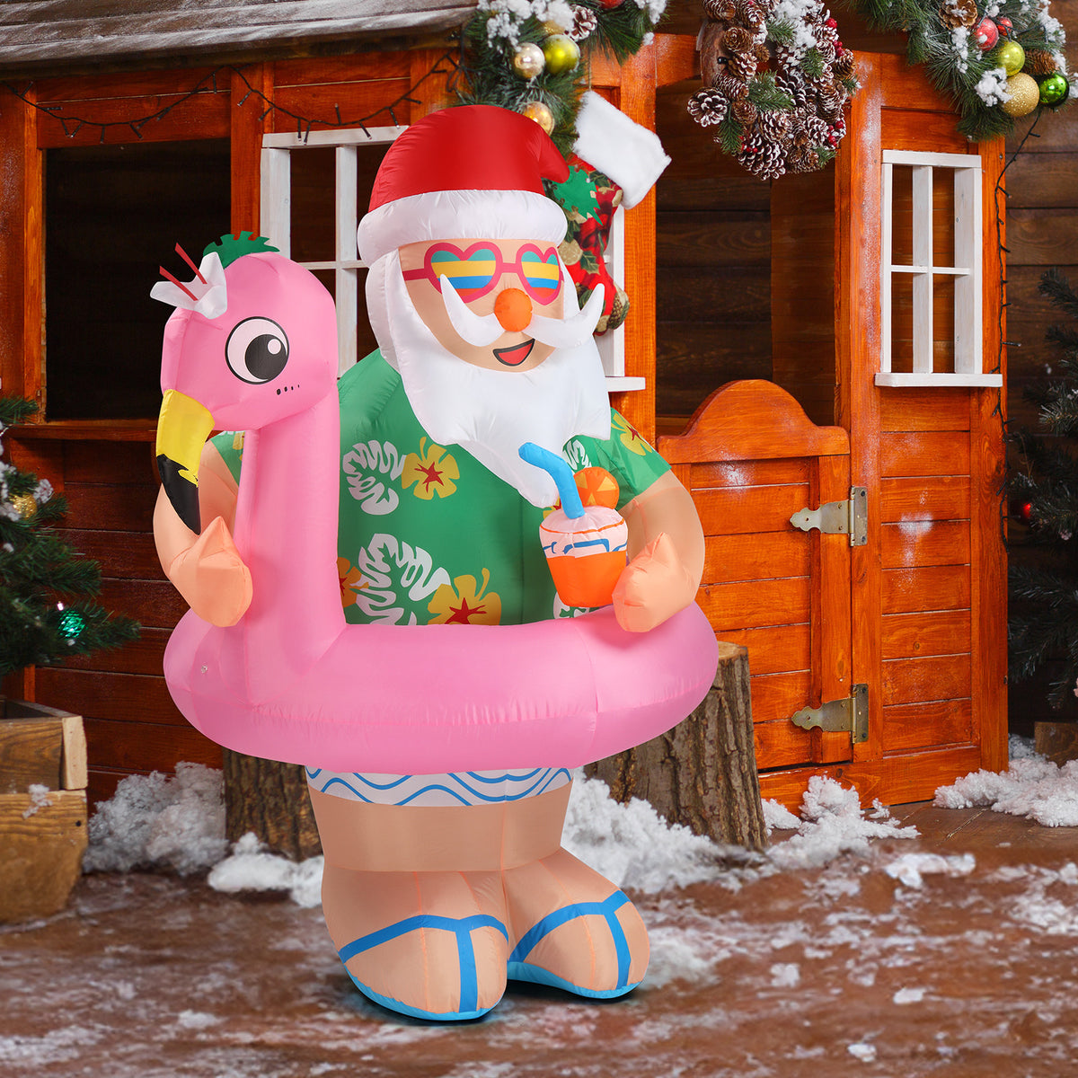 Natura AM 5.9FT Christmas Inflatable Hawaii Santa | Built-in LED Lights