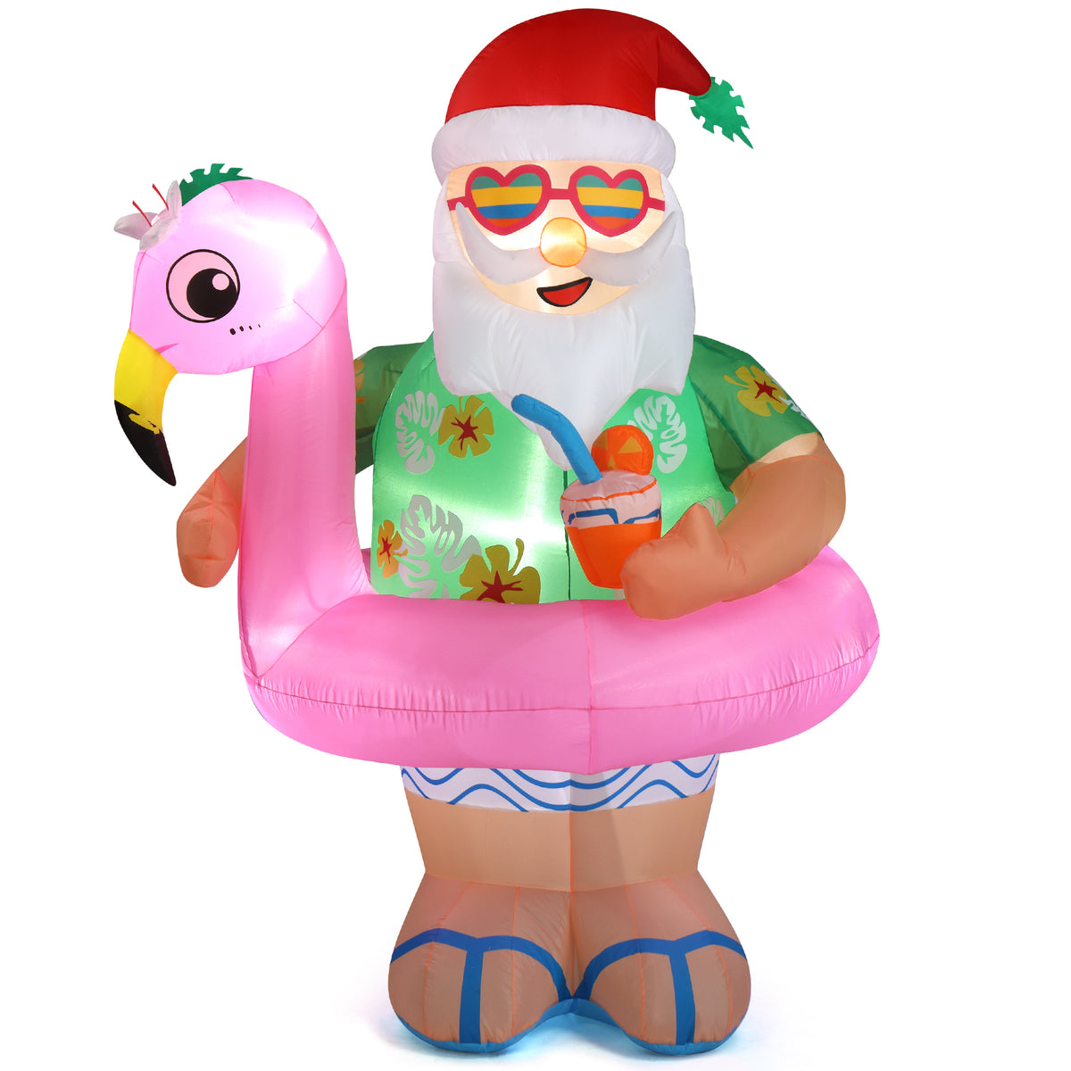 Natura AM 5.9FT Christmas Inflatable Hawaii Santa | Built-in LED Lights