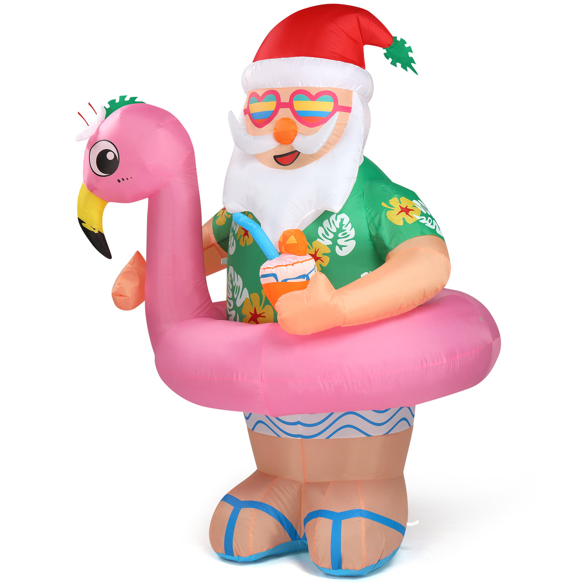 Natura AM 5.9FT Christmas Inflatable Hawaii Santa | Built-in LED Lights