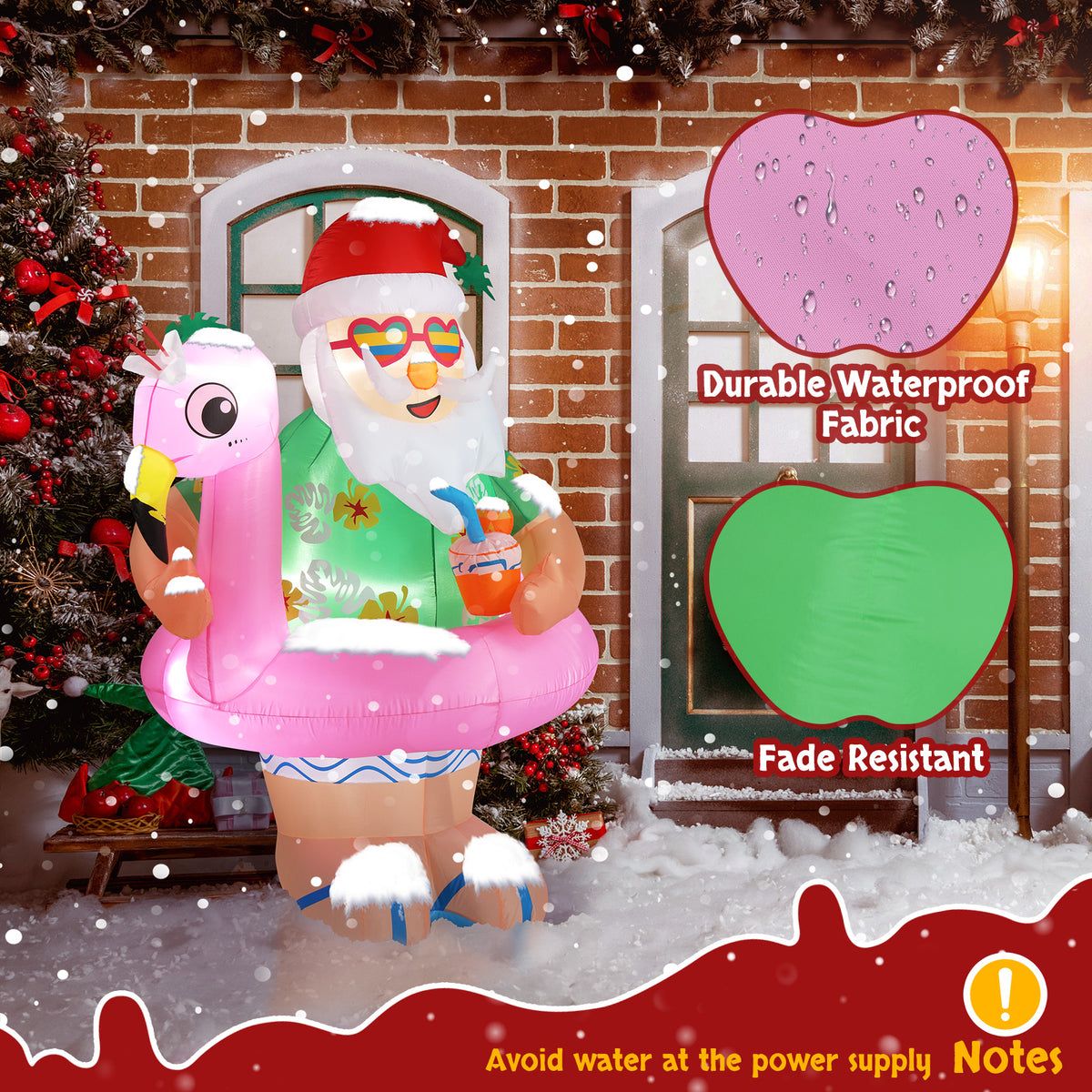 Natura AM 5.9FT Christmas Inflatable Hawaii Santa | Built-in LED Lights