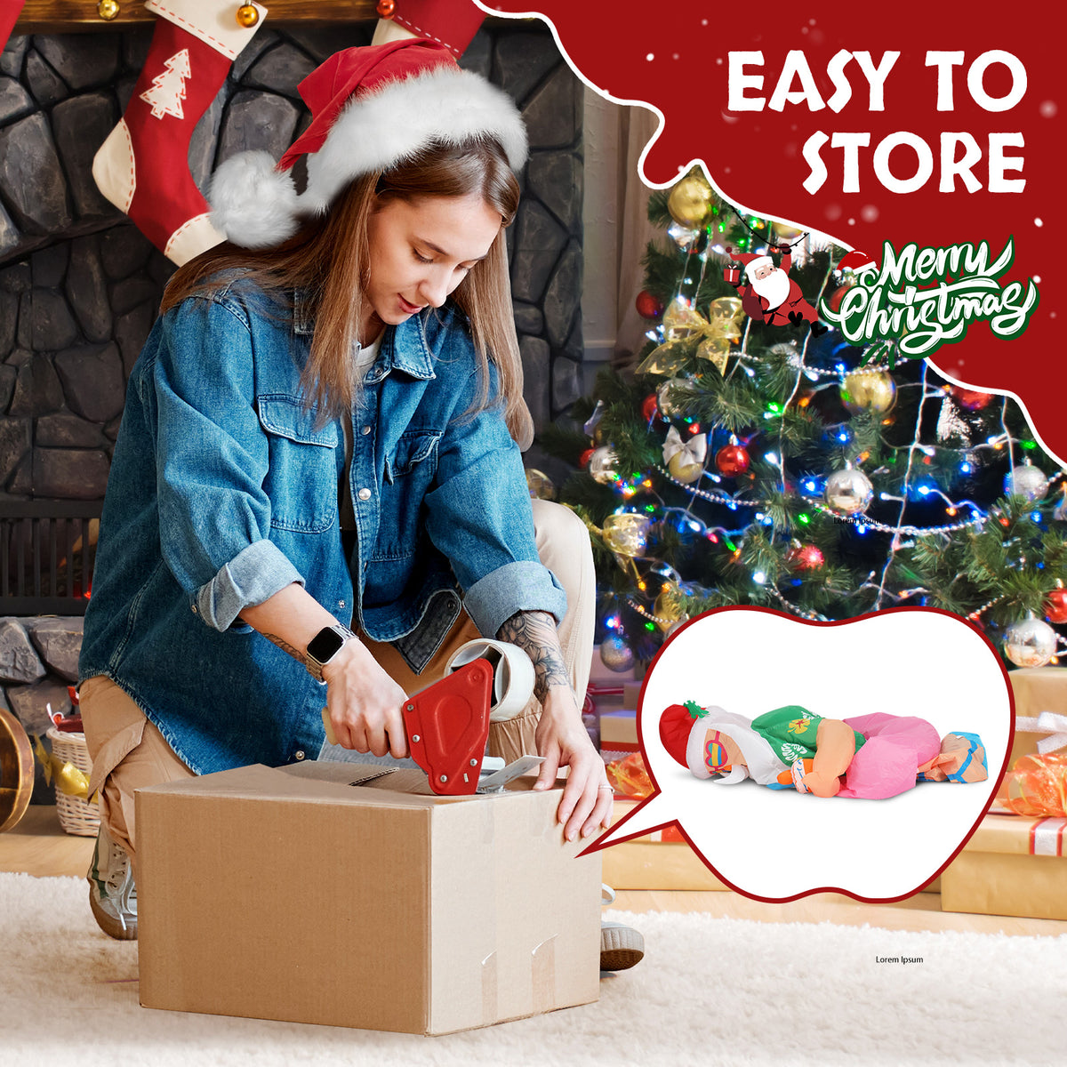 Natura AM 5.9FT Christmas Inflatable Hawaii Santa | Built-in LED Lights