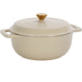 Cast iron 6QT cooking pot - ceramic white - comes with two silicone gloves - Enamel pot