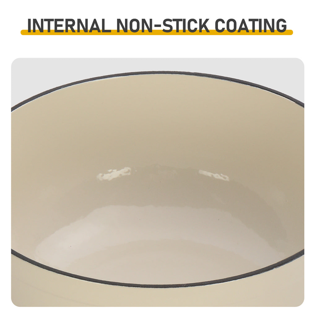 Cast iron 6QT cooking pot - ceramic white - comes with two silicone gloves - Enamel pot