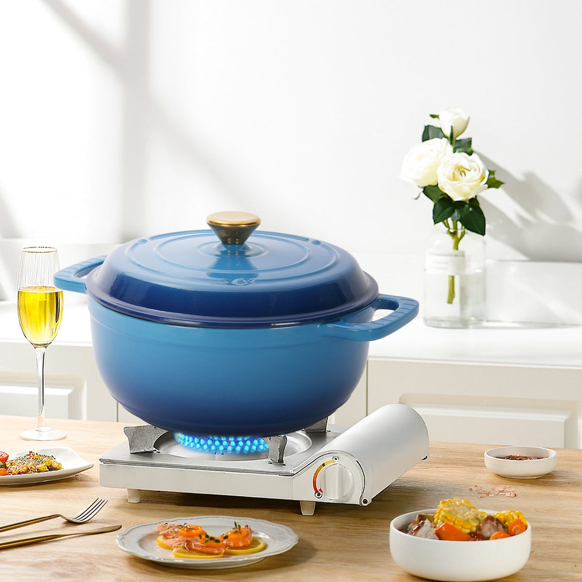 Natura AM 6QT Enameled Cast Iron Dutch Oven (Gradient Blue)