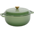Cast iron 6QT cooking pot - Gradient red - Includes two silicone gloves - Enamel pot
