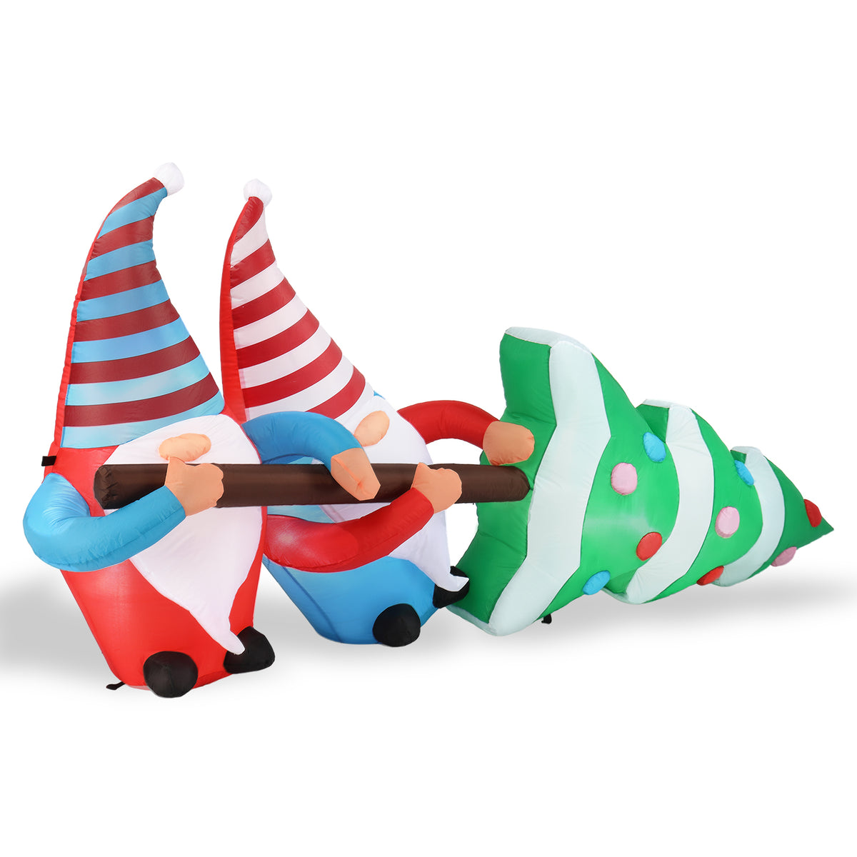 Natura AM 7FT Christmas Inflatable Gnomes Pulling Tree | Built-in LED Lights