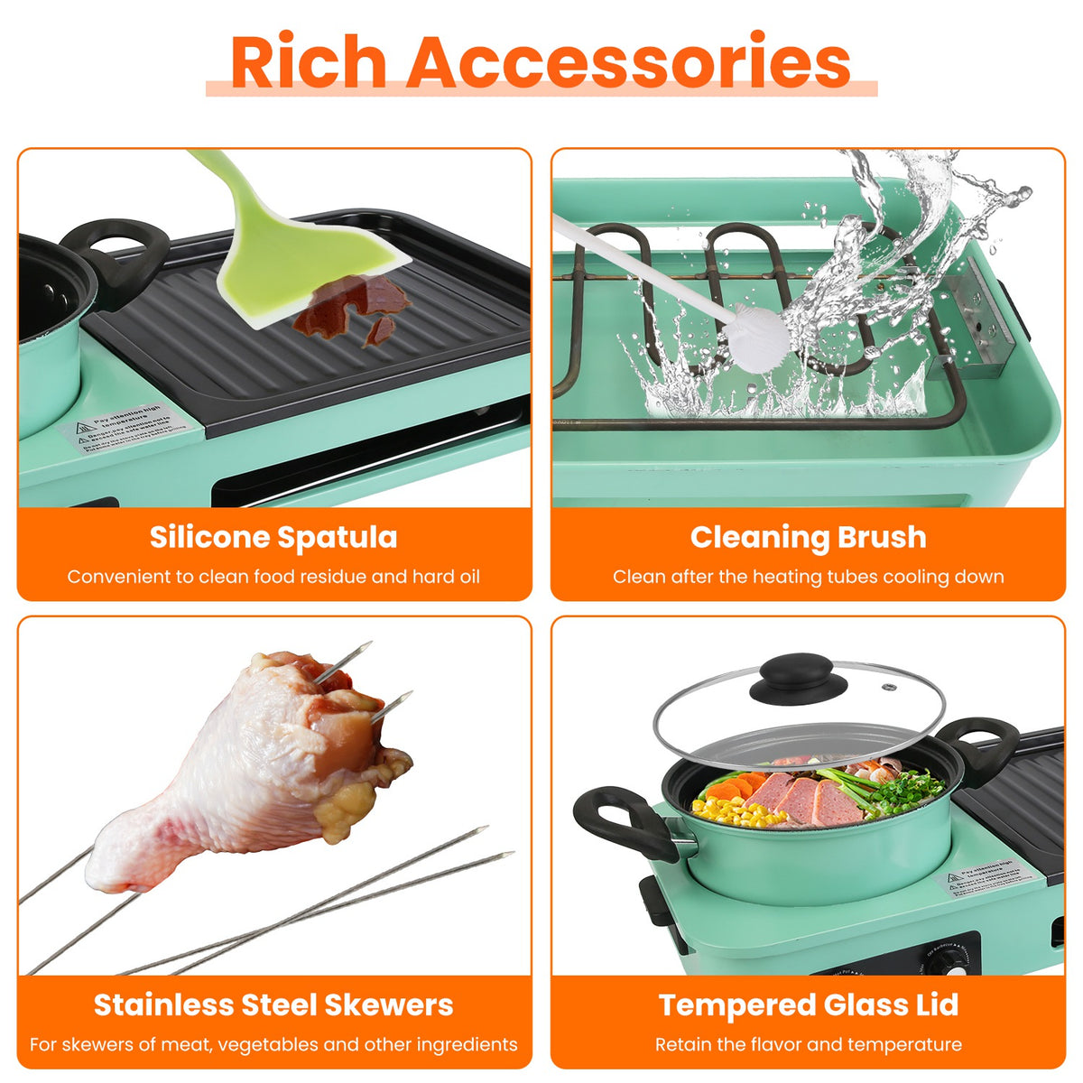 Natura AM 3-in-1 Electric Hot Pot with Grill & Fry Pan, 1600W