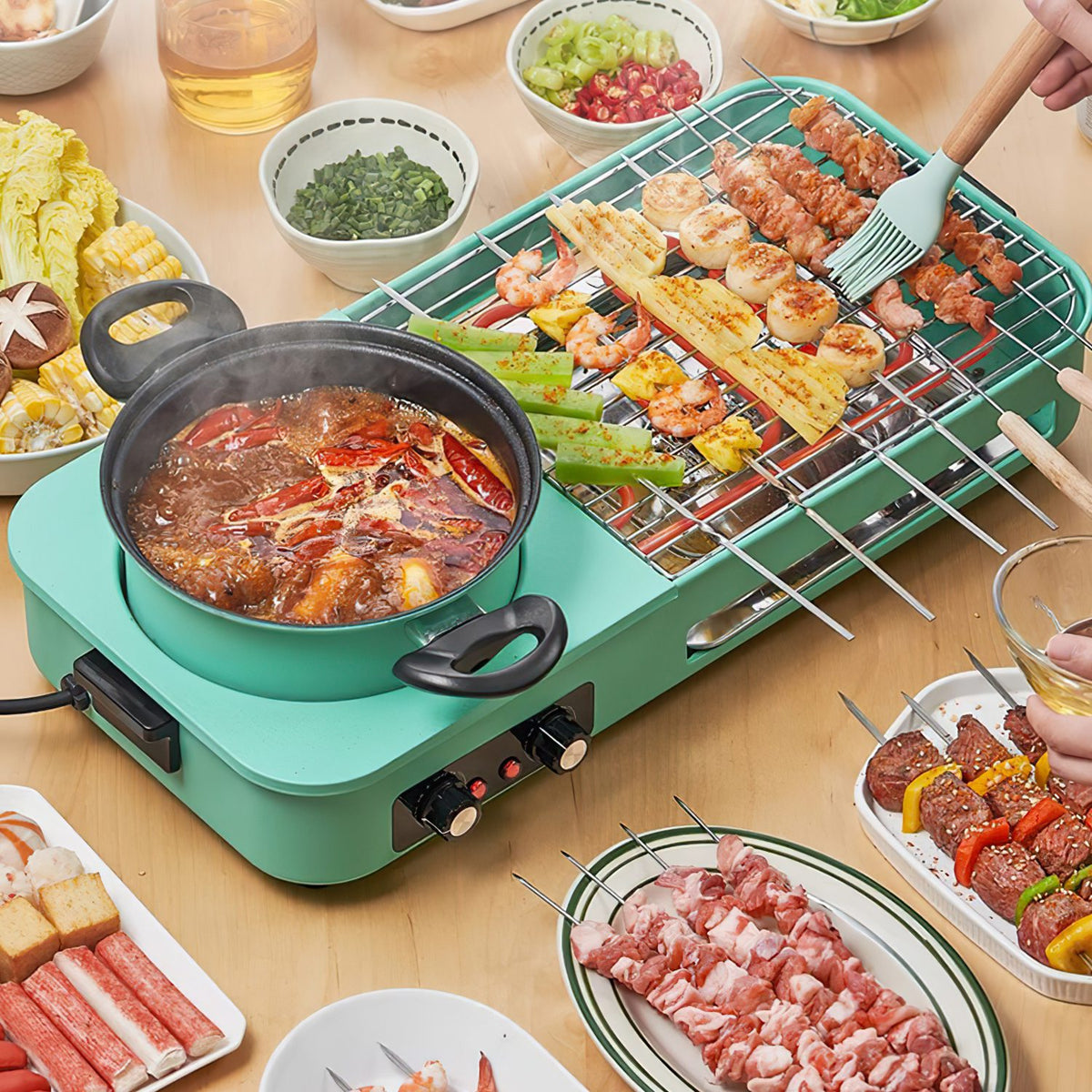 Natura AM 3-in-1 Electric Hot Pot with Grill & Fry Pan, 1600W