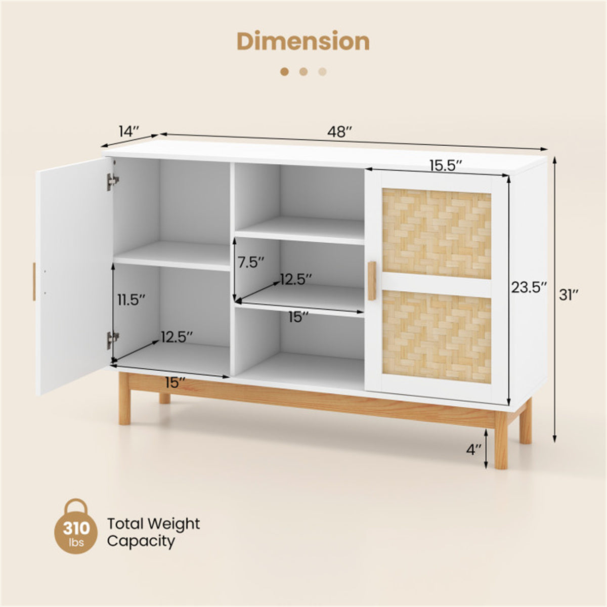Natura AM Bamboo Woven Buffet Cabinet