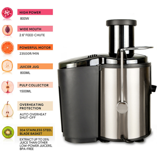 Natura AM 800W Centrifugal Juicer with 3-Inch Feed Chute & 30oz Juice Jug