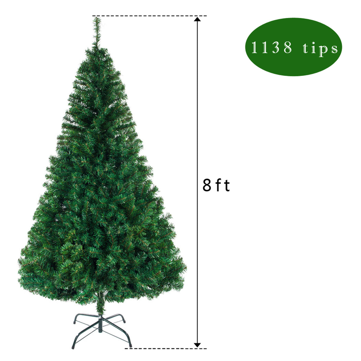 Natura AM 8FT Christmas Tree | 1138 Branch Tips with Metal Stand