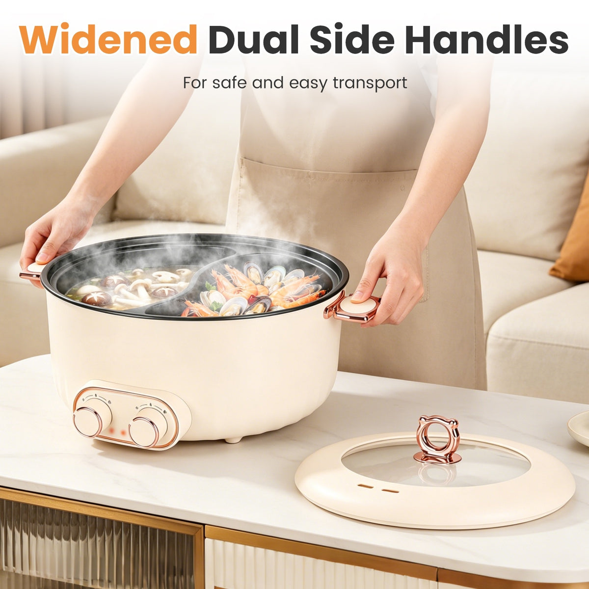 Natura AM 6L Electric Hot Pot with Divider, Dual Broth & Independent Controls