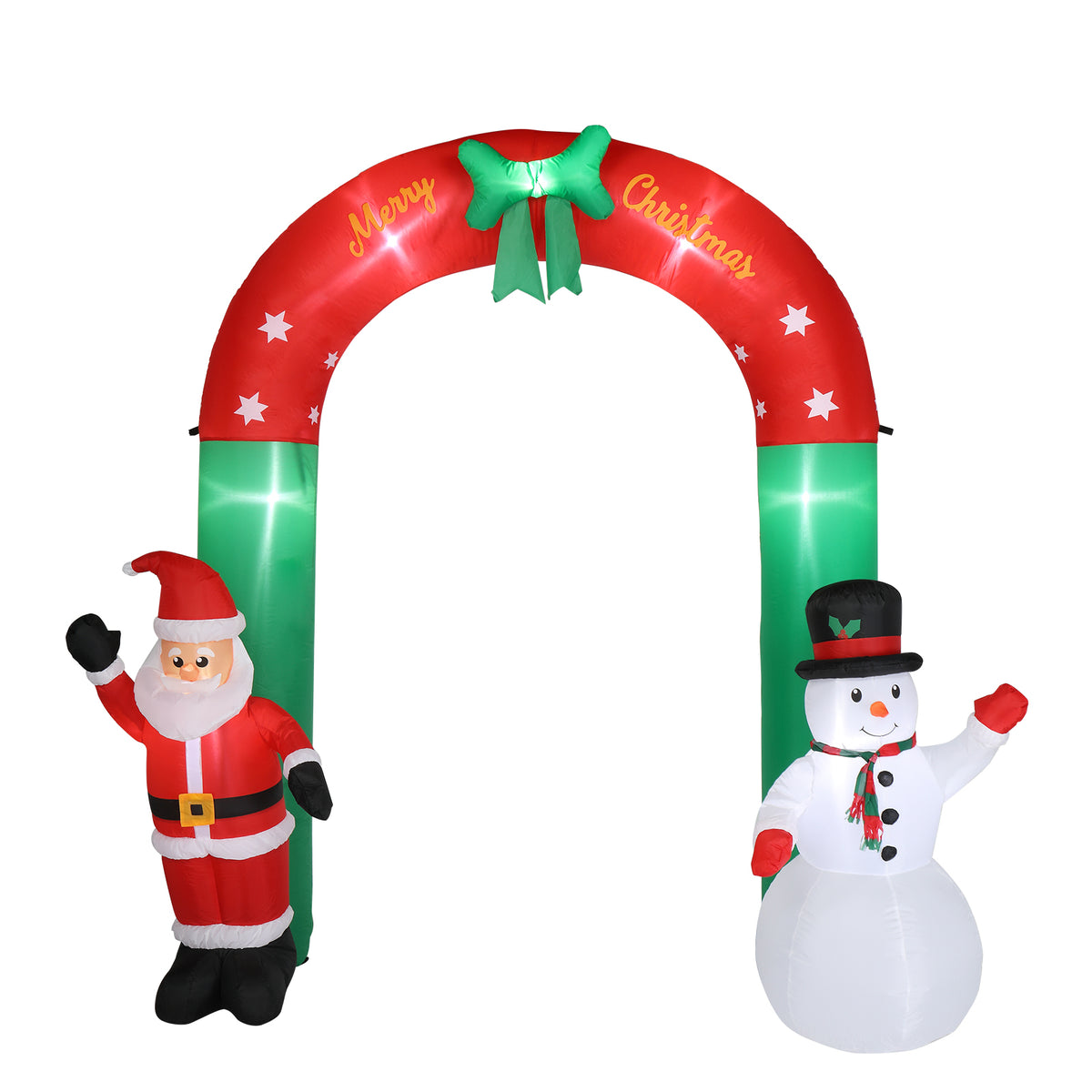 Natura AM 8FT Christmas Inflatable Arch with Santa & Snowman | Lighted Yard Decor