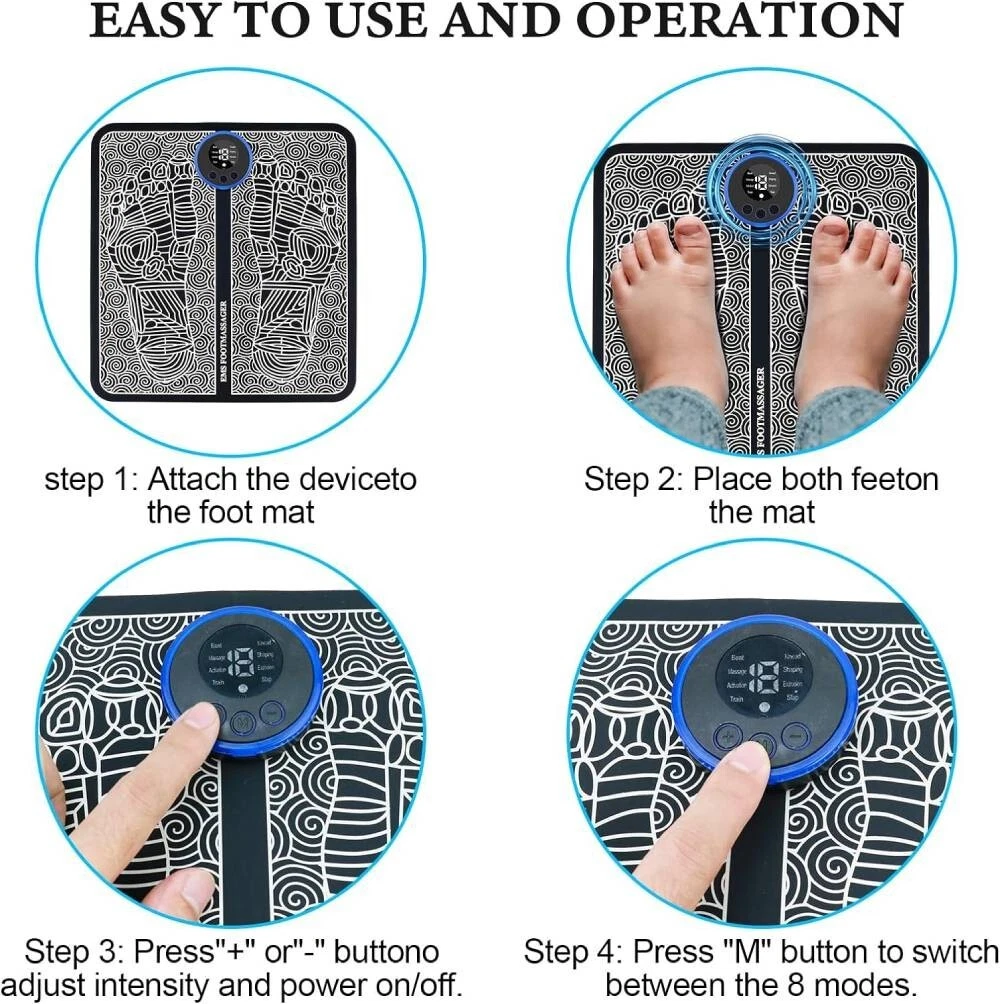 Natura AM ReviveMat™ Ergonomic EMS Foot Massager Pad , Natural Reflexology Relief & Morning Circulation Booster for Home & Office