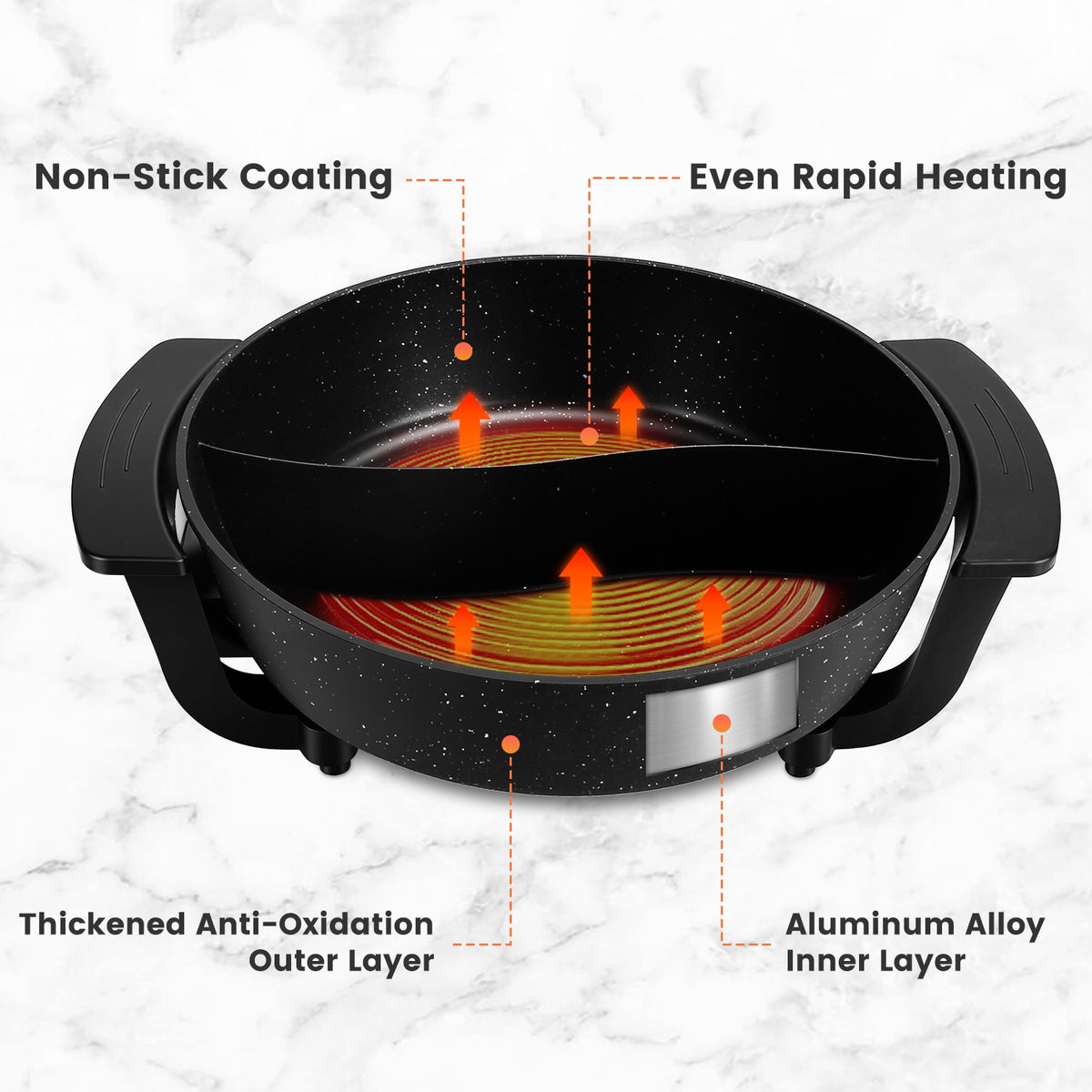 Natura AM 6L Electric Hot Pot with Divider & 5-Level Temp Control