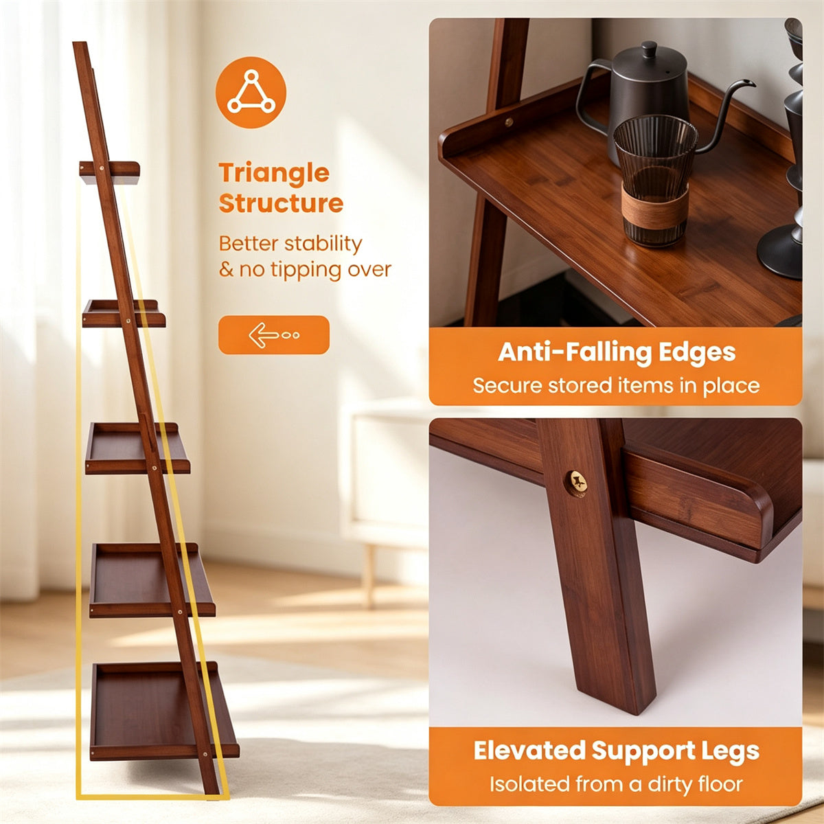 Natura AM Bamboo 5-Tier Ladder Shelf