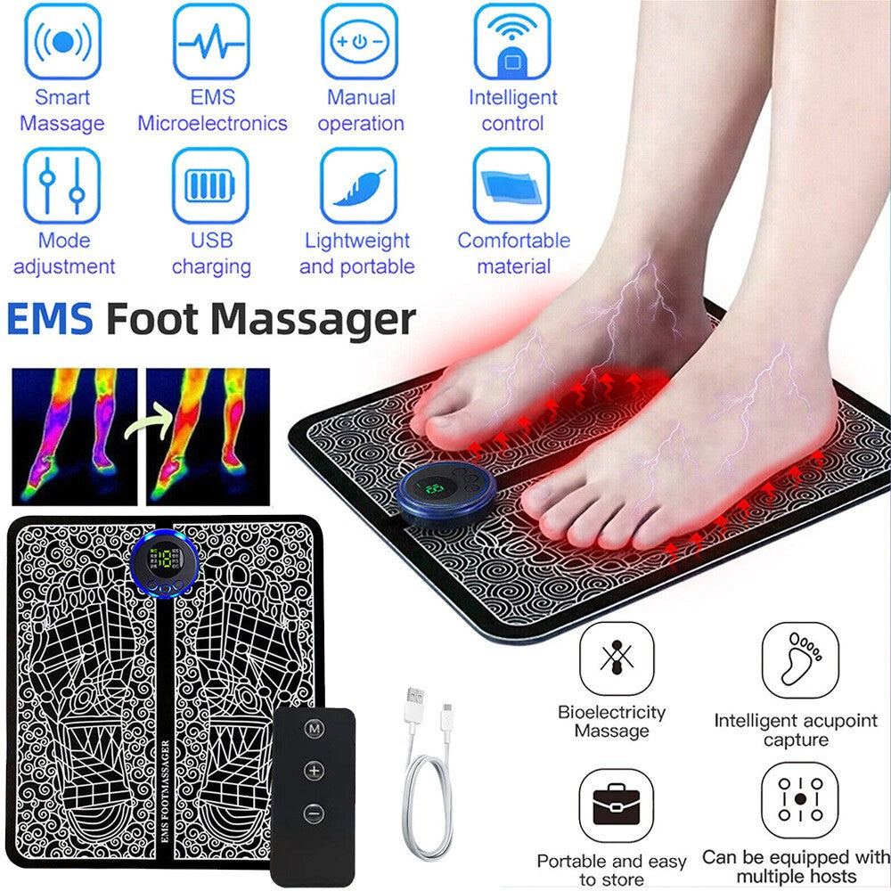 Natura AM ReviveMat™ Ergonomic EMS Foot Massager Pad , Natural Reflexology Relief & Morning Circulation Booster for Home & Office