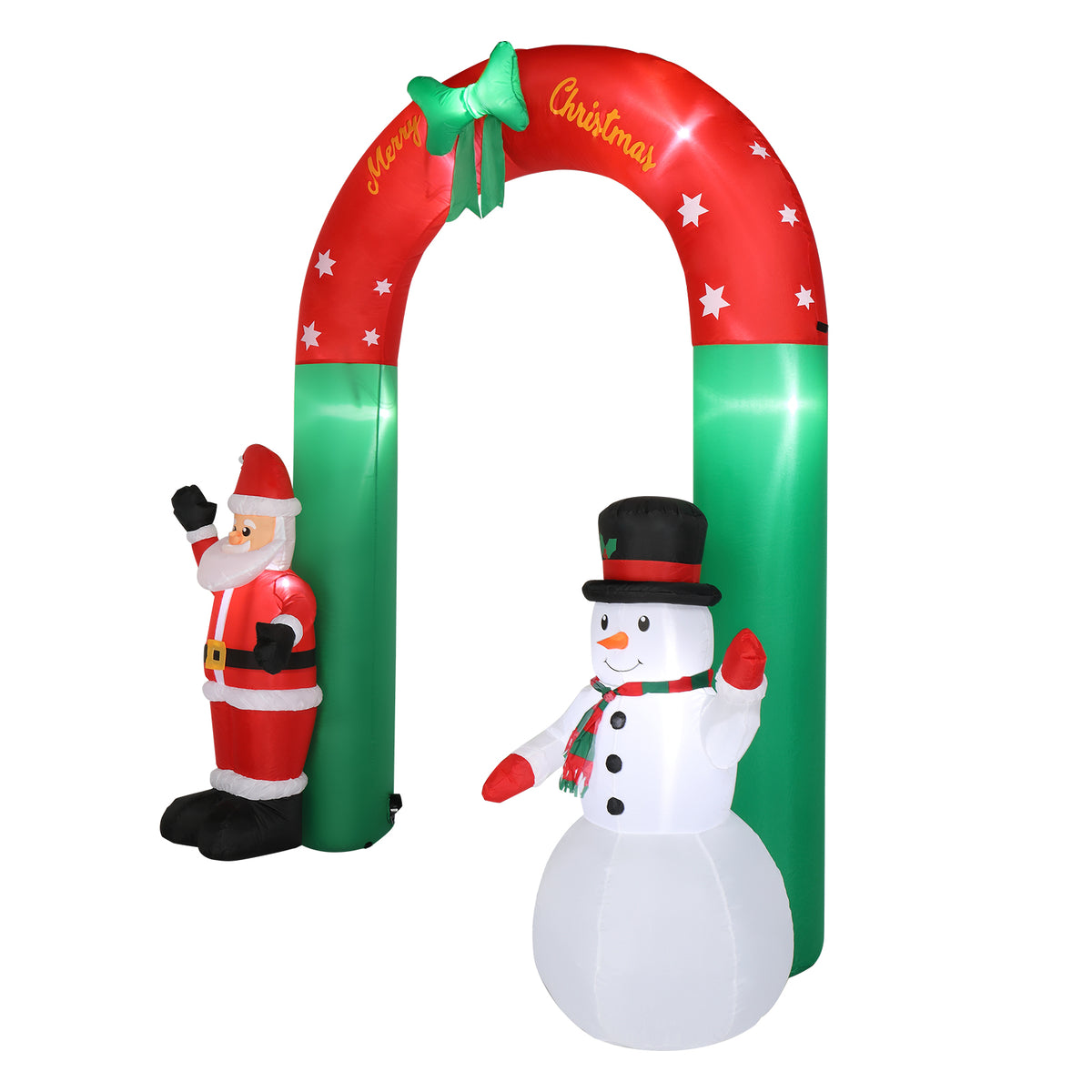 Natura AM 8FT Christmas Inflatable Arch with Santa & Snowman | Lighted Yard Decor