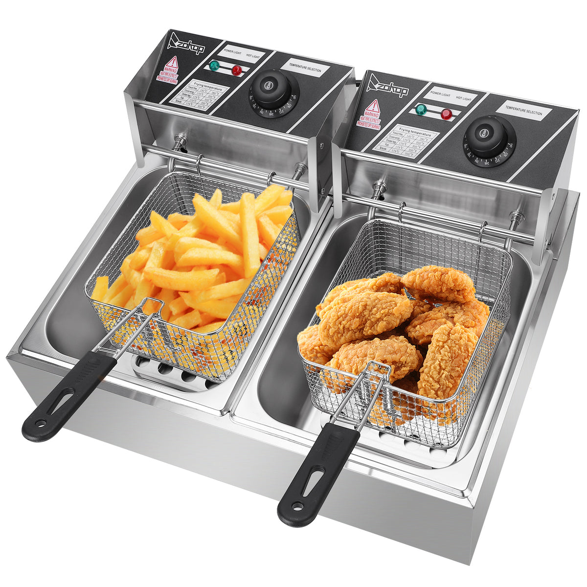 Natura AM EH82 Double Tank Electric Deep Fryer, 22.8QT | 3400W Stainless Steel