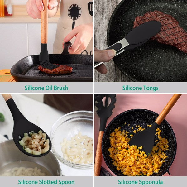 Natura AM 11-Piece Silicone Cooking Utensil Set with Holder