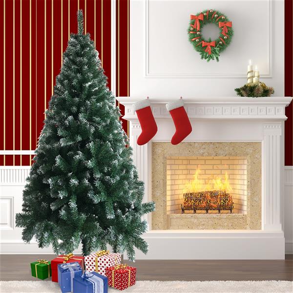 Natura AM 6FT Snow-Flocked Christmas Tree | 650 Tips with Iron Stand