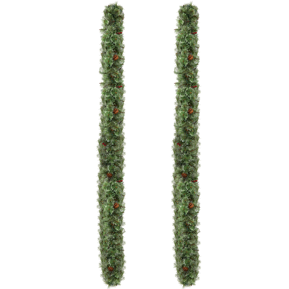 Natura AM 9FT Pre-Lit Snow Flocked Christmas Garland | 2 Pack, 200 Warm Lights & 440 Tips