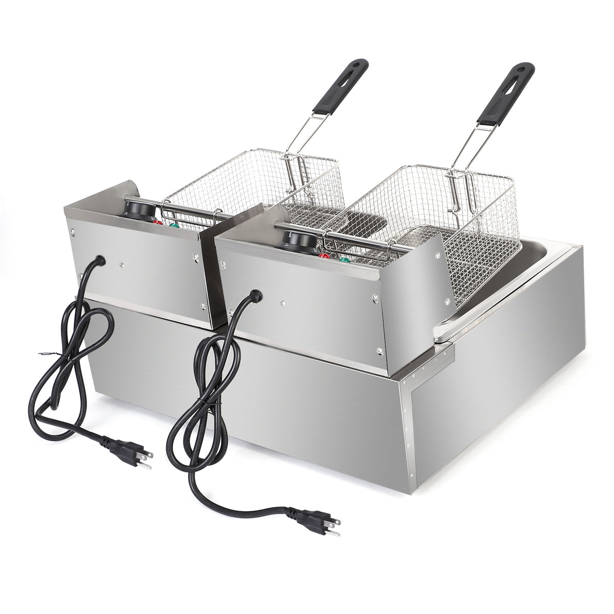 Natura AM EH82 Double Tank Electric Deep Fryer, 22.8QT | 3400W Stainless Steel