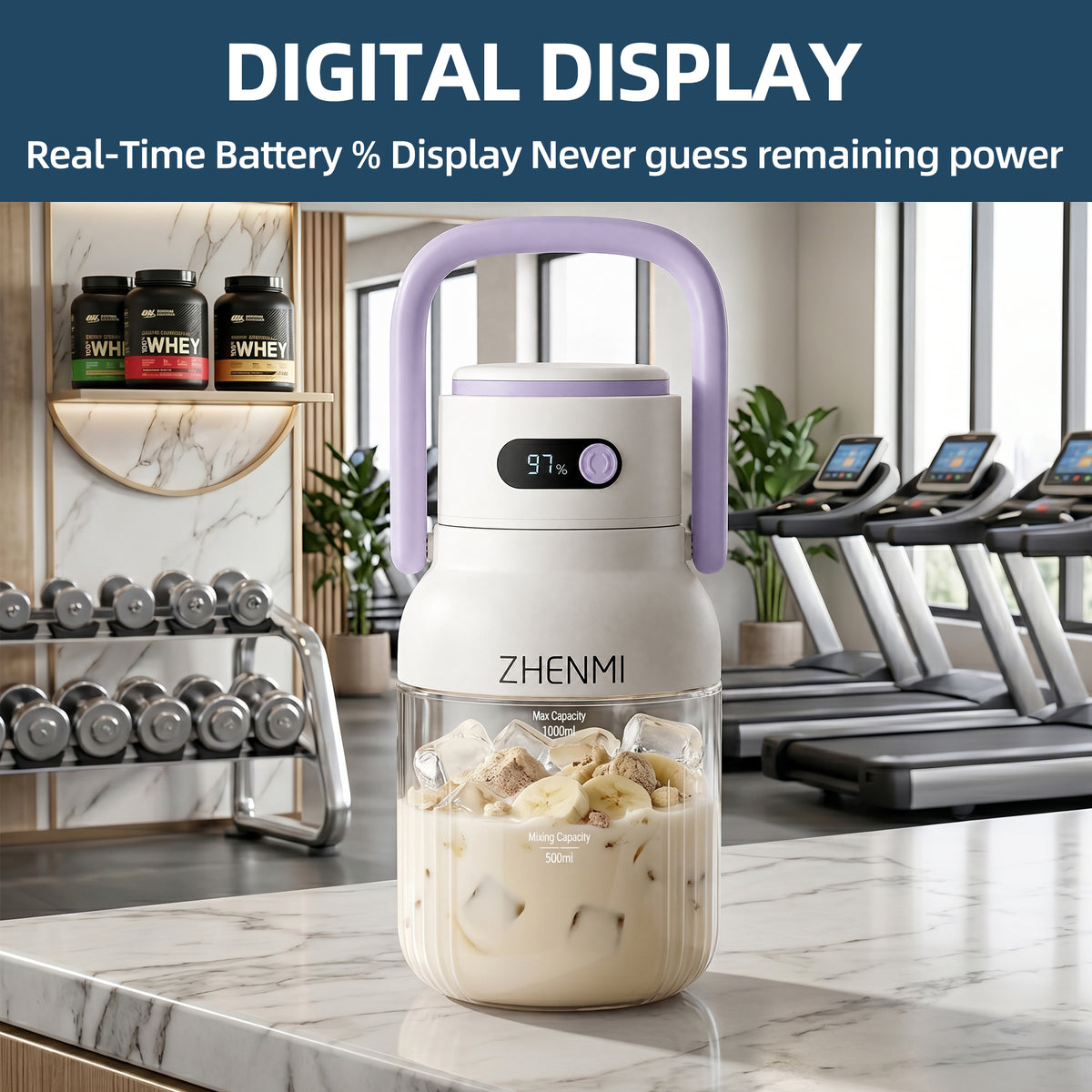 Natura AM 33oz Cordless Portable Blender | USB Rechargeable, Ice Crushing