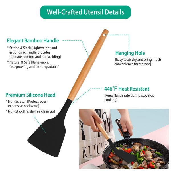 Natura AM 11-Piece Silicone Cooking Utensil Set with Holder