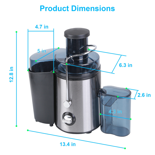 Natura AM 800W Centrifugal Juicer with 3-Inch Feed Chute & 30oz Juice Jug