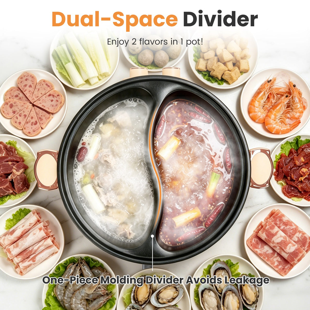 Natura AM 6L Electric Hot Pot with Divider, Dual Broth & Independent Controls